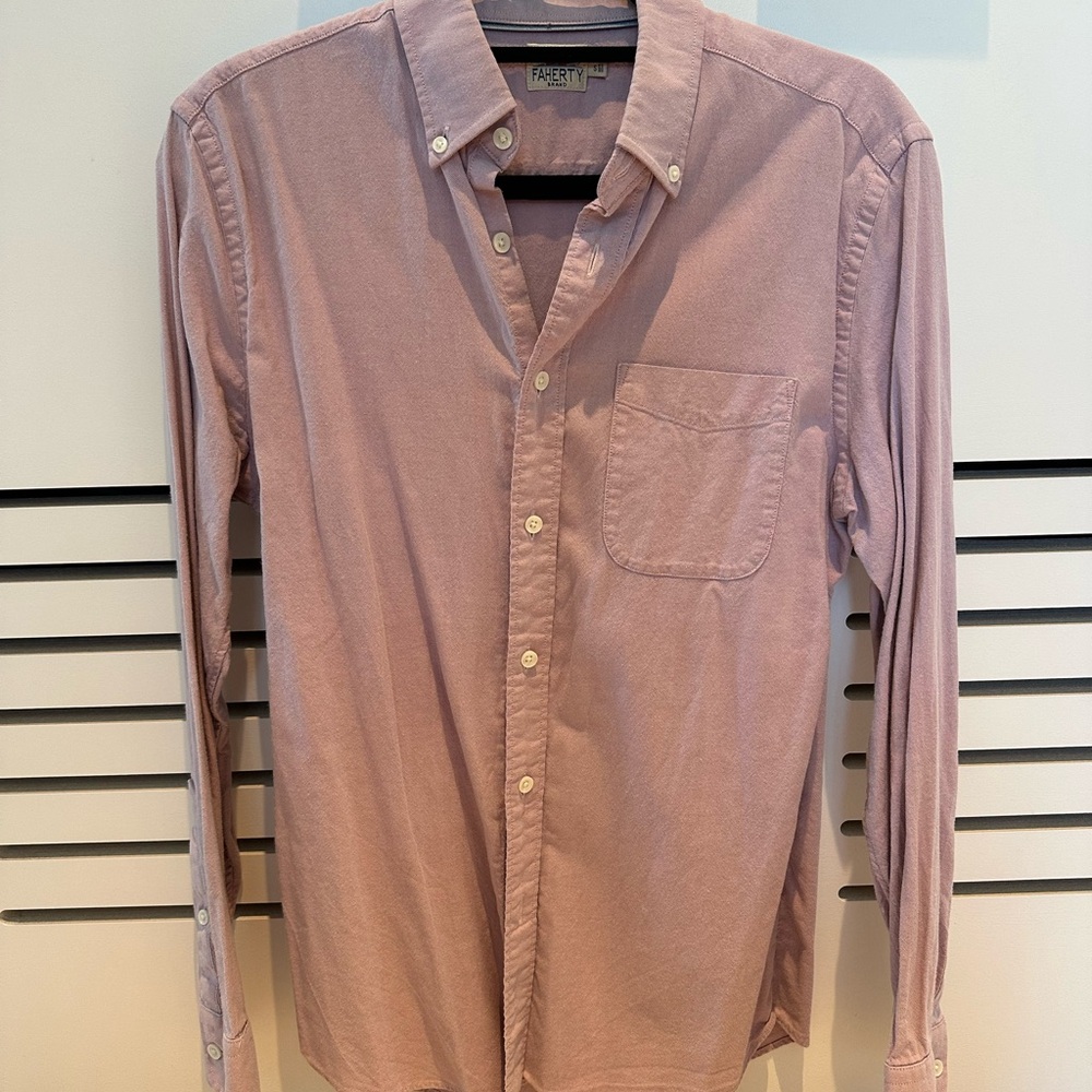 Faherty Men's Casual Mauve Button-Down Shirt